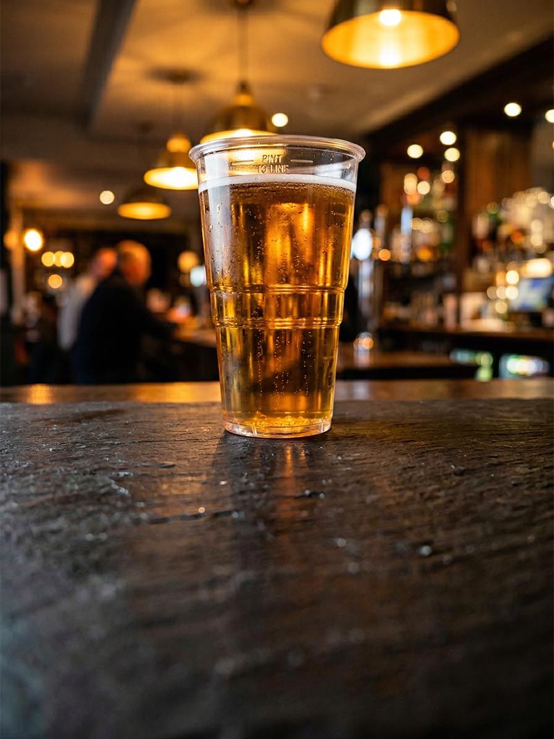 Plastic pint glasses