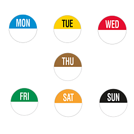 Monday Day of The Week Day Dot Labels | Removable 19mm Food Labels