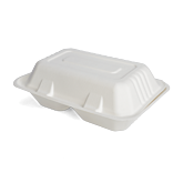 250 x Envirobee® 9 x 6" Bagasse 2 Compartment Lunch Boxes Compostable