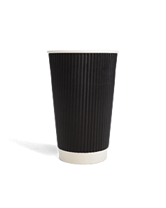 500 x Chefpac® 16oz Black Ripple Paper Cups Recyclable