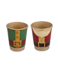 200 x Santa & Elf 8oz Disposable Paper Christmas Cups Recyclable