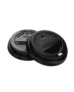 1000 x Chefpac® Black Domed Sip Lids to Fit 12-16oz Hot Cup