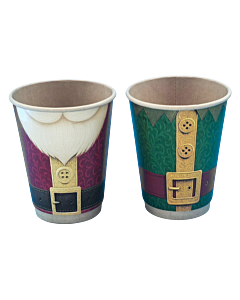 200 x Santa & Elf 16oz Disposable Paper Christmas Cups Recyclable