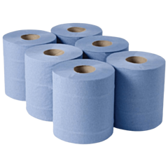 6 x 120m Blue Centrefeed Roll 2ply Sheet Count 480