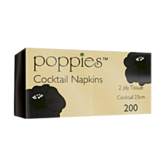 Black Cocktail Napkin 2ply 23cm