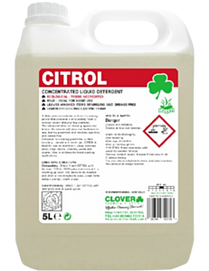 2 x 5ltr Clover Citrol Lemon Washing Up Liquid