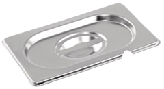 1 x One Ninth Size Deep Stainless Steel Gastronorm Container Notched Lid