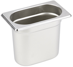 1 x One Ninth Size Deep Stainless Steel Gastronorm Container 150mm