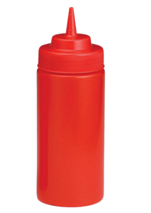 1 x Red Wide Mouth Sauce Dispenser 32oz 