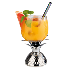 1 x Pineapple Barrel Mug - Glass Cup with Stainless Steel Lid