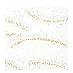 1000 x Golden Stardust White Christmas Paper Napkin 3ply 40x40cm