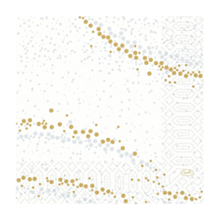 500 x Golden Stardust White Christmas Paper Napkin 3ply 33x33cm