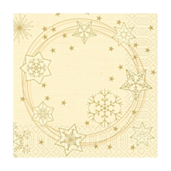 500 x Star Shine Cream Christmas Paper Napkin 3ply 33x33cm