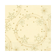 1000 x Star Shine Cream Christmas Paper Napkins 3ply 40cm 