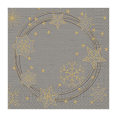 1000 x Star Shine Grey Christmas Napkin 3ply 33cm 