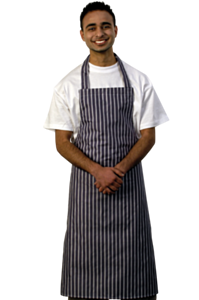 1 x Nylon Blue White Stripe Bib Apron