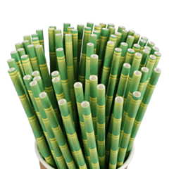 250 x 8" Paper Straws Bamboo Style 6mm Bore Compostable
