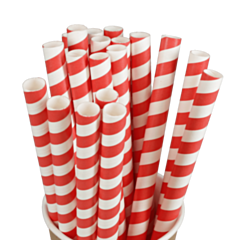 200 x Bubble Tea Red & White paper Straw 12mm bore x 200mm - Large Bore