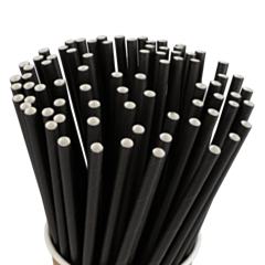 250 x All Black Paper Straws Compostable