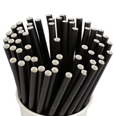 250 x 140mm (5.5") Black Paper Cocktail Sip Straw Compostable