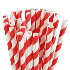 200 x Red & White Striped Paper Smoothie Straw