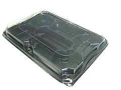 25 x 35 x 24cm Black 7 Compartment Platters With Lids Recyclable