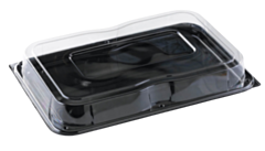 25 x 55x37cm Black Platters with Lids - Extra Large Recyclable