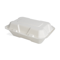 100 x Envirobee® Bagasse Food Boxes Takeaway Container Compostable Packaging 9 x 6"