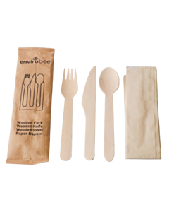 250 x Envirobee® 4in1 Meal Kit Knife/Fork/Spoon/Napkin