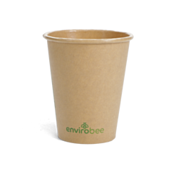 1000 x 8oz Kraft Envirobee Single Wall Paper Cups Compostable