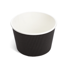 500 x 16oz Ripple Pot Black Soup/Food Container Recyclable