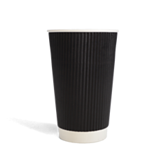 500 x Chefpac® 16oz Black Ripple Paper Cups Recyclable