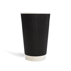 100 x Chefpac® 16oz Black Ripple Paper Cups Recyclable
