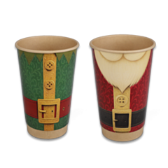 500 x Santa & Elf 16oz Disposable Paper Christmas Cups Recyclable