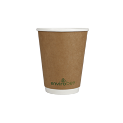 500 x Envirobee® 12oz Double Wall Recyclable & Commercially Compostable Paper Cups