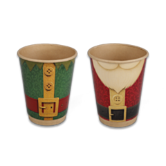 200 x Santa & Elf 12oz Disposable Paper Christmas Cups Recyclable