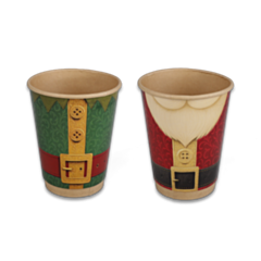 100 x Santa & Elf 12oz Disposable Paper Christmas Cups Recyclable