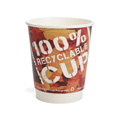 100 x 8oz 100% Recyclable Paper Cups Double Walled 