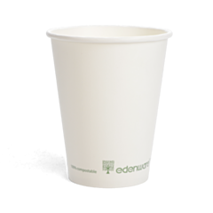 1000 x 12oz White Edenware Single Wall Paper Cups Compostable