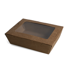 300 x Chefpac® Small Kraft Salad Box With Window 500ml