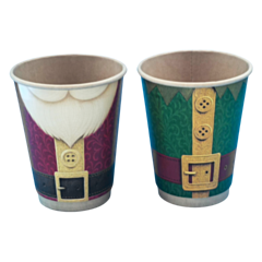 200 x Santa & Elf 16oz Disposable Paper Christmas Cups Recyclable