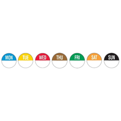 1 x 19mm 7 Day Labels Removable Dateit Round Colour Dots (7 X 1000) 