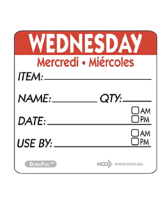 500 x 2x2" Day Label Wednesday - Square