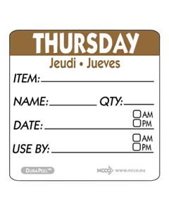 500 x 2x2" Day Label Thursday - Square