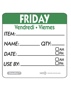 500 x 2x2" Day Label Friday - Square