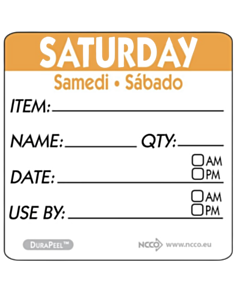 500 x 2x2" Day Label Saturday - Square