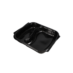 300 x Microwaveable 2 Compartment Black Base PP