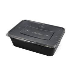 225 x Black Microwaveable Container & Clear lid 650ml
