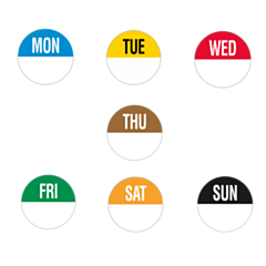 Day of The Week Day Dots Removable Label 19mm