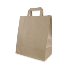 250 x Paper Carrier Bags with Handles for Takeaway Large 10 x 5 x 12" Plain Brown